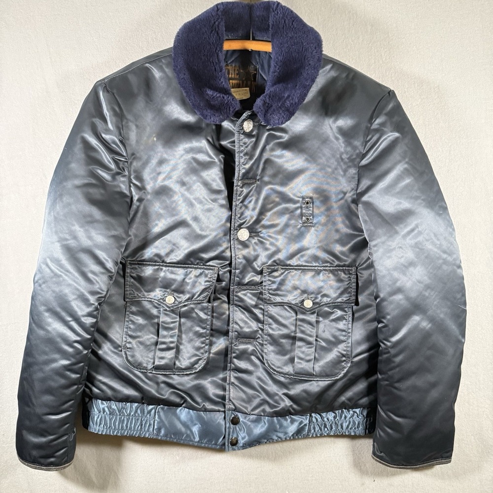 THE LAWMAN BLUE Police JACKET Fur Collar Sheriff Style Cop Policeman 42L VINTAGE
